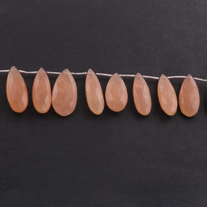 1  Strand Peach Moonstone  Faceted Briolettes  - Pear Shape  Briolettes  24mmx9mm-26mmx12mm 5.5Inches BR3997 - Tucson Beads