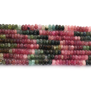 1 Long Strand Multi Tourmaline  Smooth Roundelles -Tourmaline Roundel Beads - Gemstone Rondelles 4mm-5mm-14.5 Inches BR02514