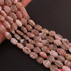 1  Strand Pink Opal Carving Oval Shape  Briolettes - 13mmX10mm-17mmX11mm - 10  Inches BR03677