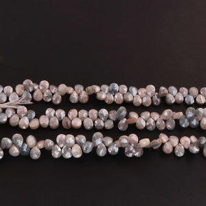 1 Strand Shaded Grey/ Blue Silverite Faceted Briolettes - Pear Drop Beads - 8mm-6mm 8 Inches BR551