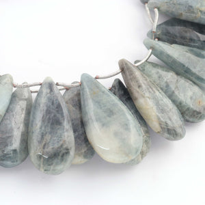 1 Strand Green Jasper Smooth Briolettes -Pear Shape  Briolettes -33mmx16mm-39mmx15mm - 7.5 Inches BR01205 - Tucson Beads