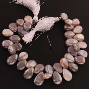 1 Strand Grey Silverite Smooth Briolettes - Pear Beads 13mmx10mm-16mmx10mm- 8 Inches BR01685