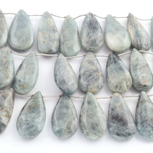 1 Strand Green Jasper Smooth Briolettes -Pear Shape  Briolettes -33mmx16mm-39mmx15mm - 7.5 Inches BR01205 - Tucson Beads