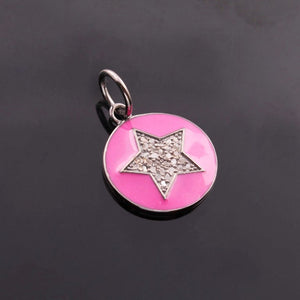 1 Pc Pave Diamond Bakelite Star 925 Sterling Silver Pendant, Pave Diamond Jewelry 23mmx14mm PDC00177 - Tucson Beads