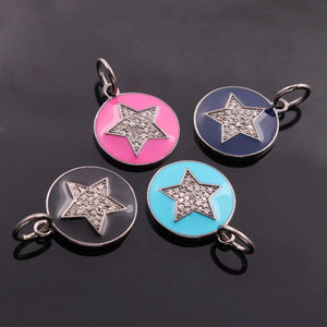 1 Pc Pave Diamond Bakelite Star 925 Sterling Silver Pendant, Pave Diamond Jewelry 23mmx14mm PDC00177 - Tucson Beads