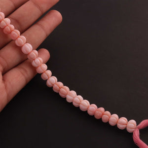 1 Strand Pink Opal Carving Melon Shape Briolettes Beads  - 8mm-9mm -8.5 Inches BR03411