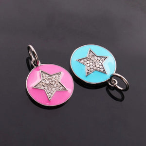 1 Pc Pave Diamond Bakelite Star 925 Sterling Silver Pendant, Pave Diamond Jewelry 23mmx14mm PDC00177 - Tucson Beads