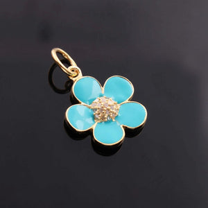 1 Pc Pave Diamond Bakelite Flower Yellow Gold Vermeil Pendant, Pave Diamond Jewelry 23mmx15mm PDC00173 - Tucson Beads