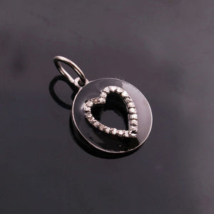 1 Pc Pave Diamond Bakelite Heart 925 Sterling Silver charm Pendant- Pave Diamond Jewelry 21mmx14mm PDC00176 - Tucson Beads