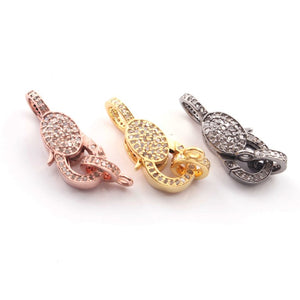 1 PC Antique Finish Pave Diamond Lobsters Over 925 Sterling Silver & Vermeil / Rose & Yellow Gold Vermeil - Double Sided Diamond Clasp 19mmx9mm PDC00081 - Tucson Beads