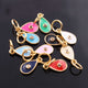 1 Pc Pave Diamond Enamel Pear Drop Pendant, Yellow Gold Vermeil, 13mmx7mm Bakelite Pendant in 10 Colors, You Choose PDC00158