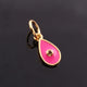 1 Pc Pave Diamond Enamel Pear Drop Pendant, Yellow Gold Vermeil, 13mmx7mm Bakelite Pendant in 10 Colors, You Choose PDC00158