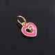 1 Pc Pave Diamond Enamel Heart Pendant, Yellow Gold Vermeil, 12mmx10mm Bakelite Pendant in 10 Colors, You Choose PDC00166