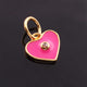 1 Pc Pave Diamond Enamel Heart Pendant, Yellow Gold Vermeil, 12mmx10mm Bakelite Pendant in 10 Colors, You Choose PDC00164