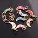 1 Pc Pave Diamond Enamel Moon Pendant, Yellow Gold Vermeil, 16mmx4mm Bakelite Pendant in 10 Colors, You Choose PDC00168