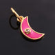 1 Pc Pave Diamond Enamel Moon Pendant, Yellow Gold Vermeil, 16mmx4mm Bakelite Pendant in 10 Colors, You Choose PDC00168