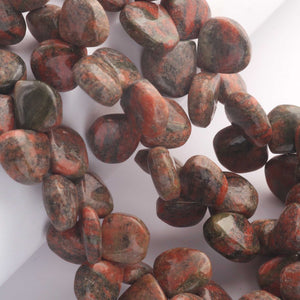 1  Strand  Unakite Smooth Briolettes -Heart Shape Briolettes -11mmx10mm- 14mmx14mm - 9 Inches br03553 - Tucson Beads