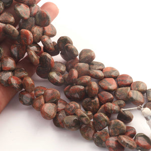 1  Strand  Unakite Smooth Briolettes -Heart Shape Briolettes -11mmx10mm- 14mmx14mm - 9 Inches br03553 - Tucson Beads