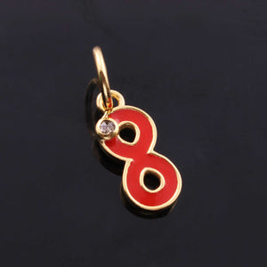 1 Pc Pave Diamond Enamel Infinity Symbol Pendant, Yellow Gold Vermeil, 15mmx6mm Bakelite Pendant in 10 Colors, You Choose PDC00160