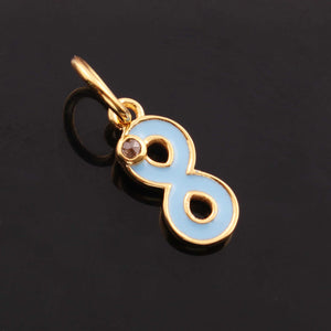 1 Pc Pave Diamond Enamel Infinity Symbol Pendant, Yellow Gold Vermeil, 15mmx6mm Bakelite Pendant in 10 Colors, You Choose PDC00160