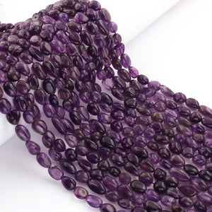 1 Long Strand Amethyst Smooth Briolettes - Oval Shape Briolettes - 6mmx6mm-12mmx6mm - 12 Inches BR03683