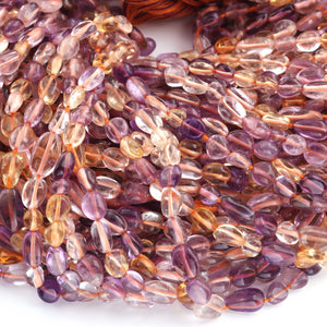 1 Strand Ametrine Smooth Oval  Briolettes -Semi Precious Gemstone Ametrine Smooth  Briolettes Beads -5mmx5mm-11mmx6mm - 13 Inches BR03681