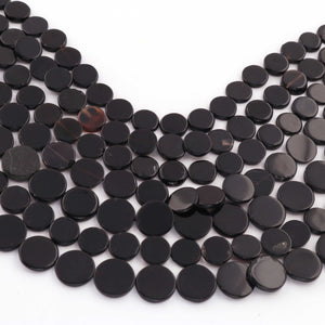 1  Long Strand Amazing Black Onyx  Smooth Briolettes -  Semi Precious Gemstone Flat Coin Shape Briolettes Beads - 7mmx7mm-10mmx10mm -15 Inches BR03678