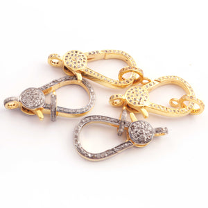 1 PC Pave Diamond Lobster Clasp Antique Finish Sterling Vermeil- You Choose 30mmx14mm Lb078 - Tucson Beads