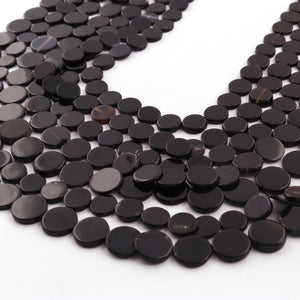 1  Long Strand Amazing Black Onyx  Smooth Briolettes -  Semi Precious Gemstone Flat Coin Shape Briolettes Beads - 7mmx7mm-10mmx10mm -15 Inches BR03678