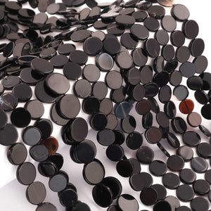 1  Long Strand Amazing Black Onyx  Smooth Briolettes -  Semi Precious Gemstone Flat Coin Shape Briolettes Beads - 7mmx7mm-10mmx10mm -15 Inches BR03678