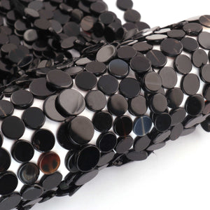 1  Long Strand Amazing Black Onyx  Smooth Briolettes -  Semi Precious Gemstone Flat Coin Shape Briolettes Beads - 7mmx7mm-10mmx10mm -15 Inches BR03678