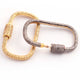 1 Pc Pave Diamond Designer 925 Sterling Vermeil & Yellow Gold Vermeil Carabiner - Diamond Lock with Screw On Mechanism 38mmx15mm PDC00452 - Tucson Beads