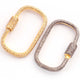 1 Pc Pave Diamond Designer 925 Sterling Vermeil & Yellow Gold Vermeil Carabiner - Diamond Lock with Screw On Mechanism 38mmx15mm PDC00452 - Tucson Beads