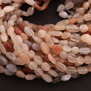 1  Strand Multi Moonstone Smooth Oval Shape Beads -Gemstone Oval Briolettes Beads 6mmx6mm-15mmx7mm 12.5 inches BR01801