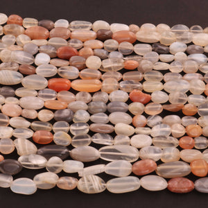 1  Strand Multi Moonstone Smooth Oval Shape Beads -Gemstone Oval Briolettes Beads 6mmx6mm-15mmx7mm 12.5 inches BR01801