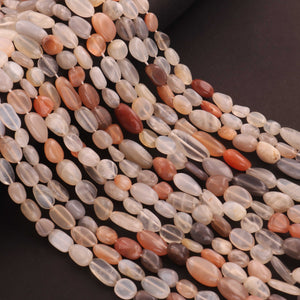 1  Strand Multi Moonstone Smooth Oval Shape Beads -Gemstone Oval Briolettes Beads 6mmx6mm-15mmx7mm 12.5 inches BR01801