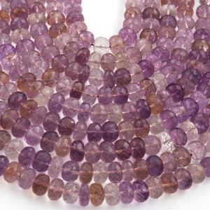 1 Strand Ametrine Faceted Rondelles Beads -Semi Precious Gemstone Ametrine Roundelles Beads 9mm-10mm-10.5 Inches - BR02447