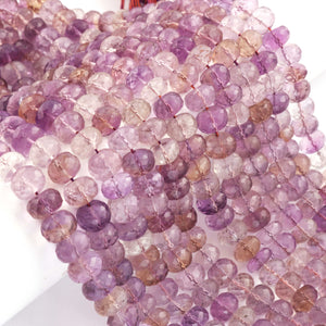 1 Strand Ametrine Faceted Rondelles Beads -Semi Precious Gemstone Ametrine Roundelles Beads 9mm-10mm-10.5 Inches - BR02447