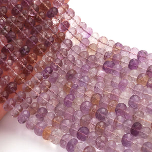 1 Strand Ametrine Faceted Rondelles Beads -Semi Precious Gemstone Ametrine Roundelles Beads 9mm-10mm-10.5 Inches - BR02447