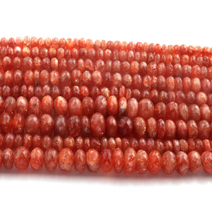 1 Long Strand Sunstone Faceted Rondelles  - Rondelles Shape  Gemstone beads - 6mm-12mm-14.5 Inches BR03218 - Tucson Beads