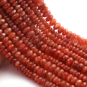 1 Long Strand Sunstone Faceted Rondelles  - Rondelles Shape  Gemstone beads - 6mm-12mm-14.5 Inches BR03218 - Tucson Beads