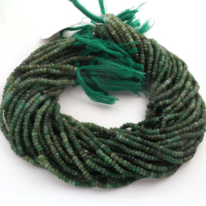 1 Long Strand Emerald  Faceted Roundells -  Roundells Shape Gemstone Beads 3mm-13.5 Inches BR03224 - Tucson Beads