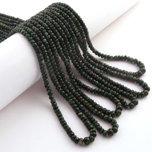 1  Long Strand  Emerald  Faceted Roundells -  Semi Precious Gemstone Beads-3mm-6mm-16.5 Inches BR03216 - Tucson Beads