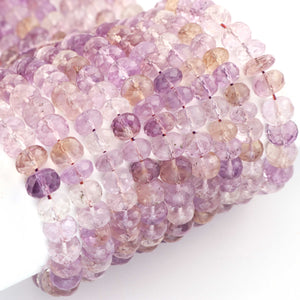 1 Strand Ametrine Faceted Rondelles Beads -Semi Precious Gemstone Ametrine Roundelles Beads 6mm-8mm - 10 Inches - BR01757