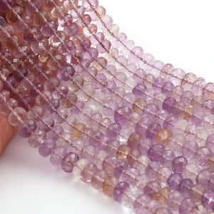 1 Strand Ametrine Faceted Rondelles Beads -Semi Precious Gemstone Ametrine Roundelles Beads 6mm-8mm - 10 Inches - BR01757