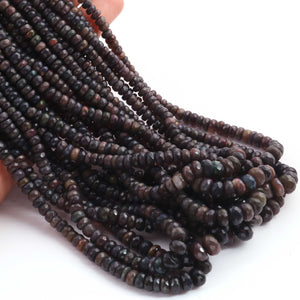 1 Strand Black Ethiopian Welo Opal Faceted Rondelles - Ethiopian Roundelles Beads 4mm-7mm 16 Inches BR03297 - Tucson Beads