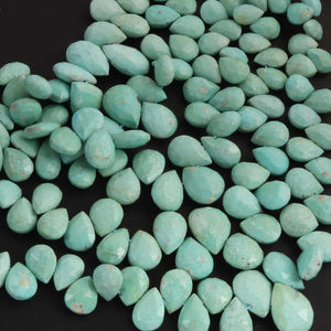1 Strand Natural Sleeping Beauty Turquoise Faceted  Pear Drop Briolettes -Arizona Turquoise Pear -12mmx10mm-9mmx7mm- 8.5 Inches BR03031 - Tucson Beads