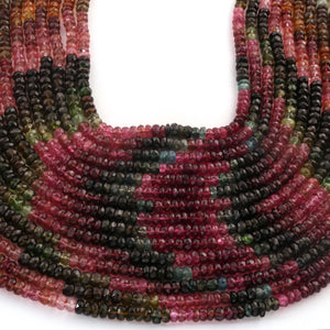 1  Long Strand Multi Tourmaline  Faceted Rondelles -Tourmaline Roundel Beads - Gemstone Rondelles 4mm-5mm-14.5 Inches BR03209 - Tucson Beads