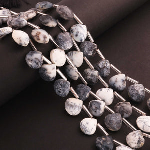 1 Strand Dendrite Opal Faceted Briolettes - Semi Precious Gemstone Heart Shape  Briolettes Beads - 12mm-15mm - 8 Inches BR01756