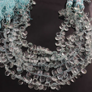 1 Strand Aquamarine Faceted Briolettes - Pear Shape Briolettes  6mmx4mm-7mmx5mm - 8 Inches BR03227 - Tucson Beads